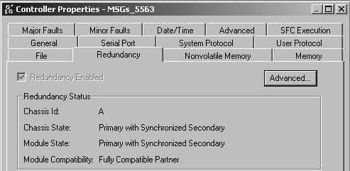 Configure and Program the Controller 5-25 Check your work Use the Redundancy tab of the Controller Properties window to check your code for some of the attributes.