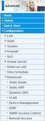 5.3.9 Advanced Configuration options within the Advanced section are for users who wish to take advantage of the more advanced features of the router.