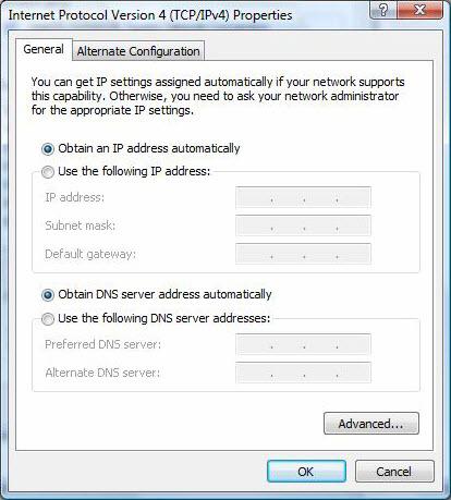 Obtain DNS Server address automatically radio buttons.