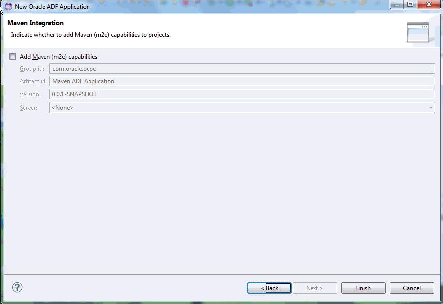 Importing Maven Projects Figure 6 8 Add Maven Integration Page in New ADF Application Wizard 6.