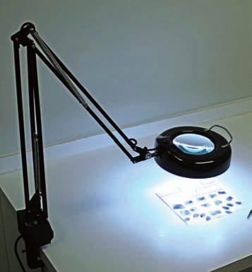 3X Magnifying Lamp This fully articulating Magnifying Lamp mounts directly to the back of the Downflow Workstation allowing you to monitor the development of latent prints.