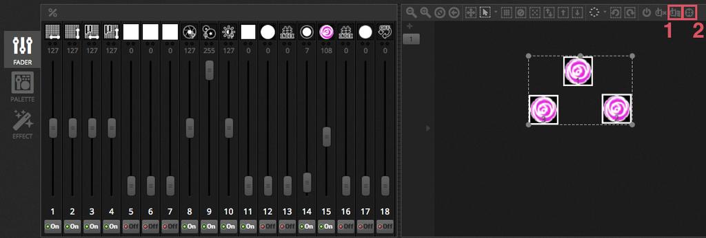 mydmx 3.0 / Quick Start Controlling your lights with the palettes The palettes allow for quick access to channel properties.