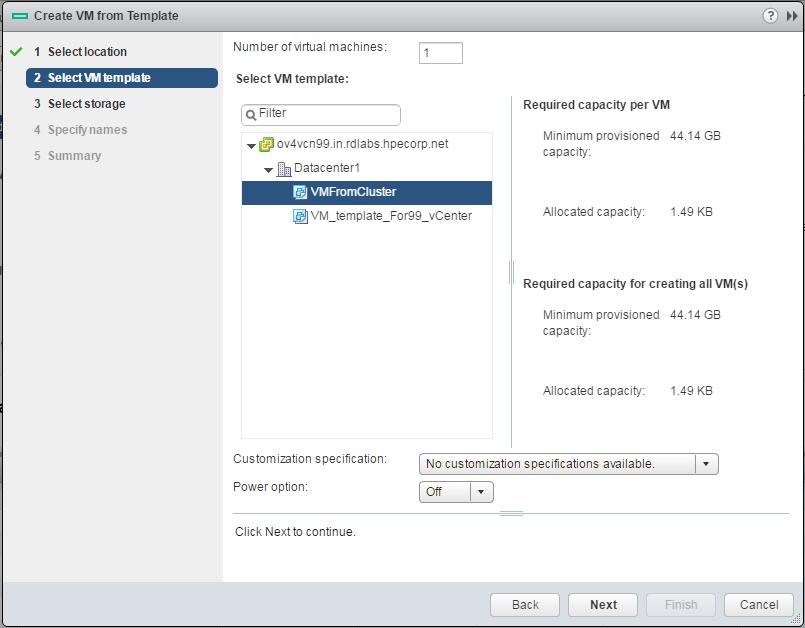 6. Enter the number of VMs to create in Number of virtual machines. 7. Select the template to be used to create new VM(s).