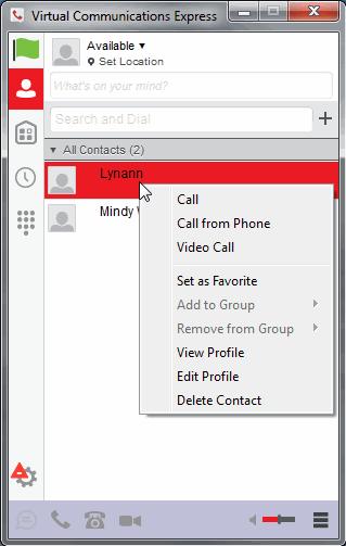 Edit Contacts Figure 9 Edit Contact 1. Select a contact. 2. Right-click and select Set as Favorite to add them to your favorites. -OR- Select Add to Group to add them to a group.