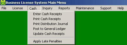 2.00 CASH WHAT IS CASH RECEIPT ENTRY? This option is used to process cash receipts.