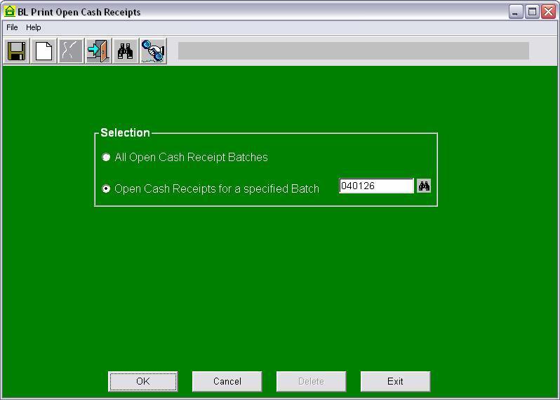 2.20 PRINT CASH RECEIPTS WHAT IS PRINT CASH RECEIPTS? This program creates a report which lists the cash receipts keyed into cash batches via Enter Cash Receipts. HOW DO I PRINT A CASH RECEIPT?