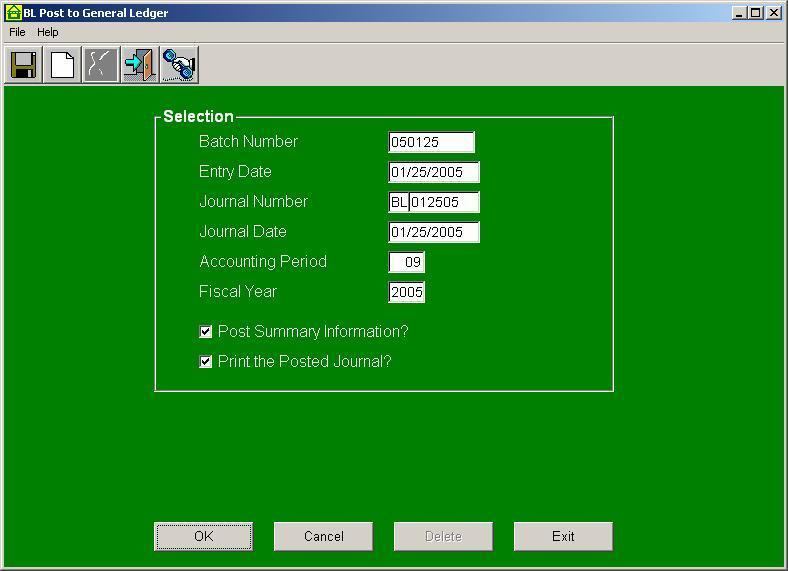 2.40 POST TO GENERAL LEDGER WHAT IS POSTING TO THE GENERAL LEDGER? This option posts the contents of the Distribution Journal to the MSI-General Ledger. HOW DO I POST TO THE GENERAL LEDGER?