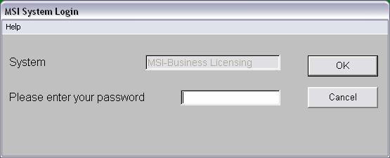 BUSINESS LICENSING LOGON SCREEN Enter your assigned password and click OK.