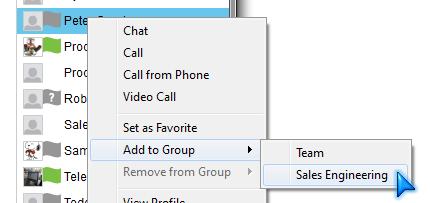 Add a contact to a Group by right-clicking on the contact and selecting the group to add to. 3.4.