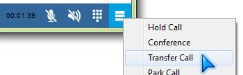 6.8. Call Transfer Within an active call Communication window, from the Options menu, select Transfer Call The call window will display a