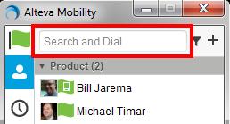 7. Search Alteva Mobility supports a search of the company enterprise directory. This takes place in the same search field that is used for both a local and presence-enabled contact list search.