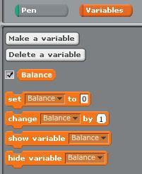 Scratch Variables! As soon as it is created, a set of statements is displayed: Scratch Variables!