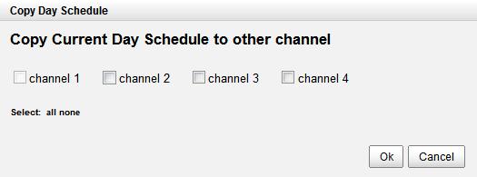 Copy: Copy current Day Schedule to other channel(s); copy current Week