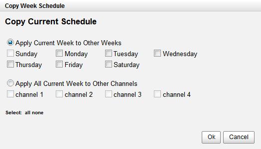 The default setting of the camera s recording schedule is from 00:00 to