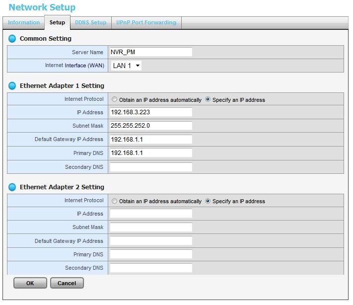 Click the Setup tab to set up the network settings of your unit. Server Name: Name your unit.