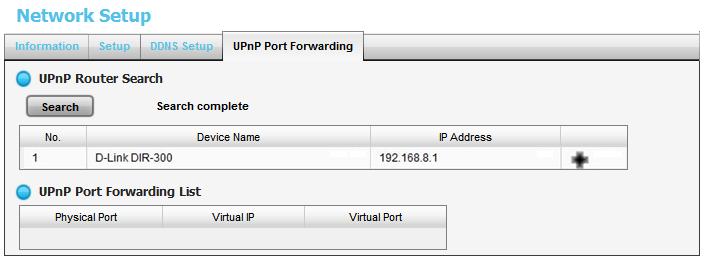 2. Click Network Setup / Network Setup. 3. Click the UPnP Port-Forwarding tab. 4.