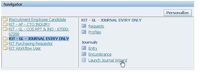 ADI Journal Entry Template Directions: Log into the Oracle Applications.