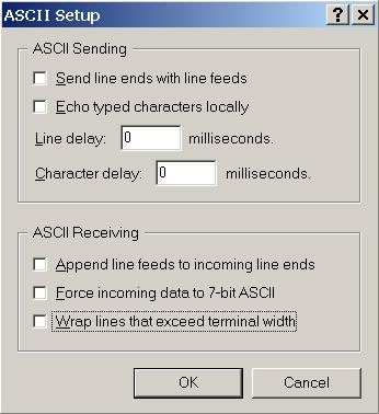 12. Deselect Wrap lines that exceed terminal width. Click OK to return to the Settings tab.