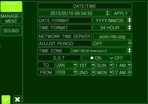 6.3 CONFIGURING SYSTEM To set-up the various system options, highlight SYSTEM and press ENTER. 6.3.1 DATE/ TIME DATE&TIME: Allows the operator to set or modify the current date & time.