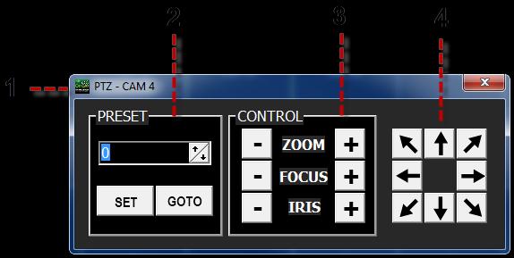 : Open the PTZ control panel, which controls the PTZ camera of the selected 1: