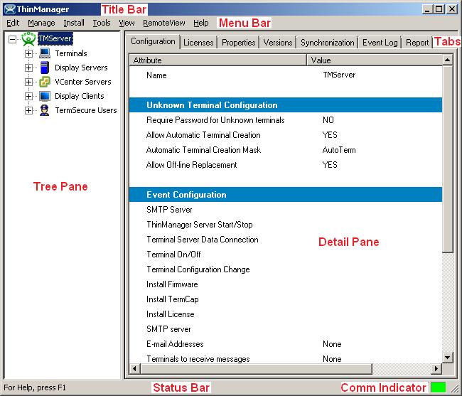 ThinManager Graphic User Interface ACP ThinManager Graphic User Interface The ThinManager administrative interface provides "at-a-glance management".