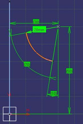 Do It Yourself (2/3) Using the YZ Plane as Support, draw the highlighted arc on the right at the position