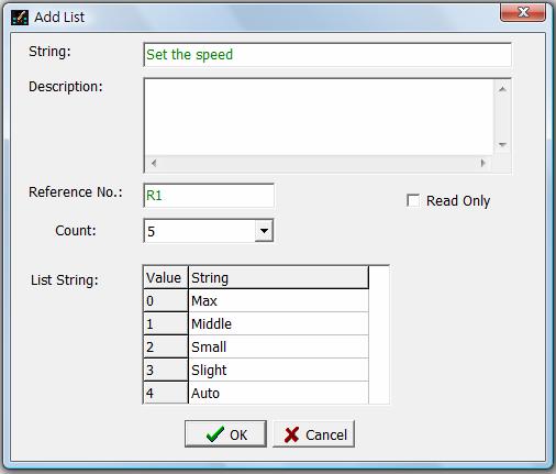 Based on the demand of users, the number of List String depends on the total number of options in the pull-down menu.