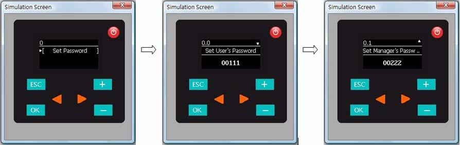 Step 6: Check password functions with [On-line Simulation] as shown below. After setting the passwords, shut down the simulation and re-start the [On-line Simulation].