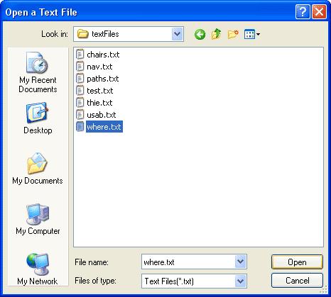To display files of more than one type, add a Pipe character between each filter. In the code below, two file types are specified, text files and Microsoft Word documents: openfd.