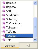 For Textbox1, set the Text property to string variables. Double click the button to open the coding window. Type the following as the code for the button: Dim strupper As String strupper = TextBox1.