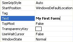To change this to something of your own, do this: Click inside the area next to "Text", and delete the word "Form1" by hitting the backspace key on your keyboard When "Form1"
