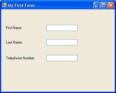 The form might look a little squashed, though. Is there anything we can do to make it bigger? Well, it just so happens there is. The Form can be resized just like the Label and the textboxes.