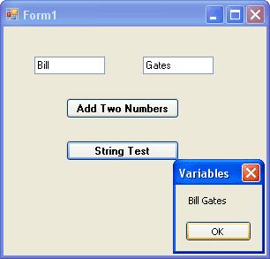 Before we changed the code, we were putting a person's name straight in to the variable FirstName FirstName = "Bill" But what we really want to do is get a person's name directly from the textbox.
