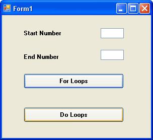 Do Loops in VB.NET We saw with the For Loop that a specific number of times to loop was coded into it. We said For startnumber = 1 To 4 We knew that we only wanted to loop four times.