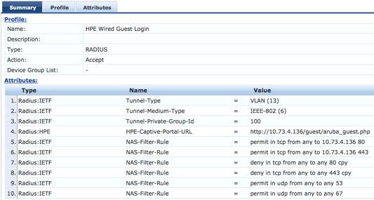 Add all of the NAS-Filter-Rule attributes specified below, replacing the IP address in the first two NAS-Filter- Rule attributes with your CPPM address.