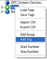 4 Right-Click on the Local OPC Systems Service and select Add Tag.