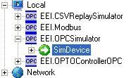 11 Expand Local to expand EEI.OPCSimulator and select SimDevice. 12 Select Ramp from the list of OPC Items and select OK to enter the OPC Item EEI.OPCSimulator\SimDevice.Ramp. 13 Enable the Trend Point option in the upper right of the Tag Properties window.