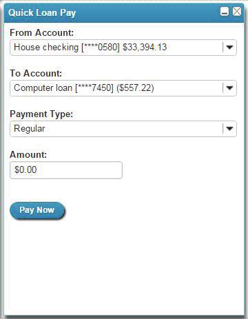 Q: How do I use the Quick Loan Pay widget? A: 1.