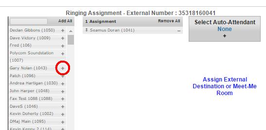 Click on the Edit button of any number to define the distribution of incoming calls on that number: On this page you can add an extension to the ringing assignment by clicking on the + sign adjacent