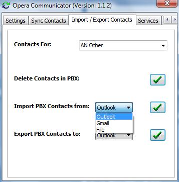 Load personal Gmail or Outlook contacts to the MDS Amiba cloud At the Export/Import Contacts page, select either Gmail or Outlook contacts for download and click on the tick.