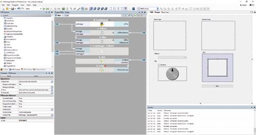 WORKFLOW Design the algorithm Creating vision algorithms consists in repeating three intuitive steps: Drag & drop filters from the toolbox to the program editor.