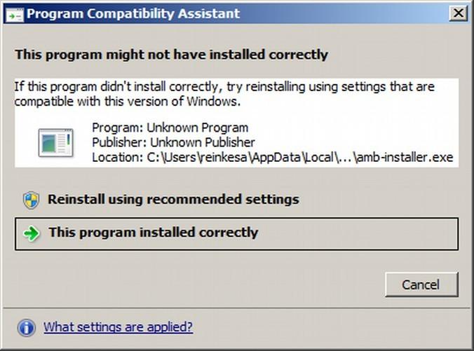 Install Warnings Windows version 7 or earlier with Amb-Installer (Version 018u1 and earlier) When starting the Amb-OS User Interface installation program, a