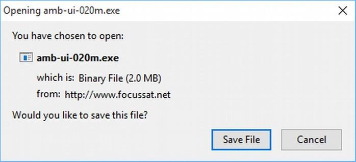 After clicking on the link for the desired version, a dialog box opens asking to open (with Internet Explorer ) or save the file.