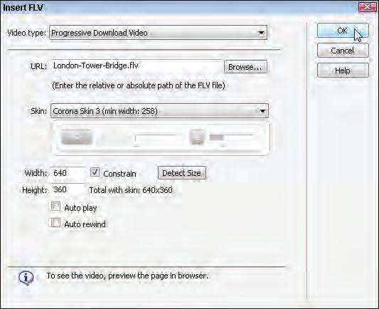 Insert a Flash Video File You can add audio and video files to web pages in a variety of formats, including Windows Media Audio and Video, MP4, and QuickTime.