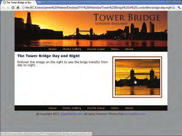 B TIP How does the rollover image work? The interactive effect of a rollover image requires more than HTML. Dreamweaver creates this effect by using a scripting language called JavaScript.