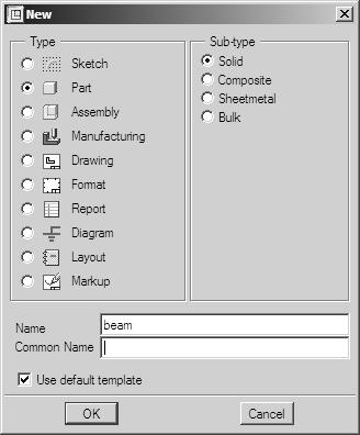 . Create a part named: beam Select File