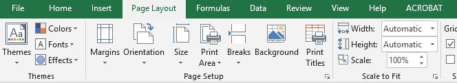 7) Press [Esc] to close the Print options and return to your sheet. 8) Click the Print Layout tab.