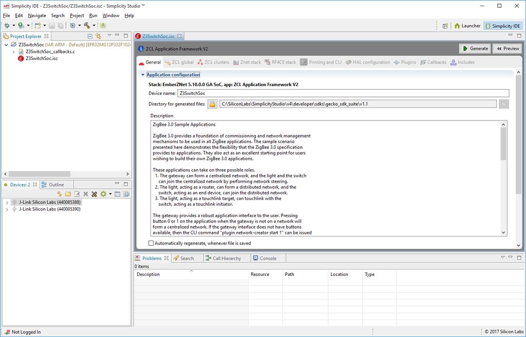 Working with Example Applications 5.2 Generating the Application Source Files 1.