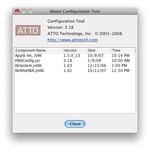 1.0 ATTO Configuration Tool Overview PCI Info tab