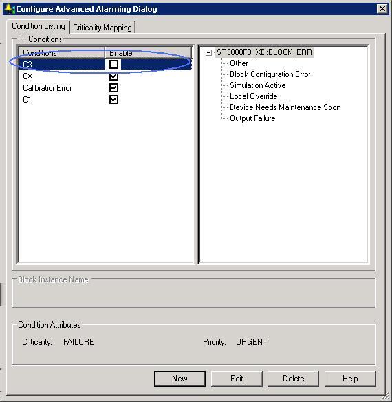 6 SERIES C FIM4/FIM8 CONFIGURATION The selected condition is disabled and the changed setting is saved in the database.